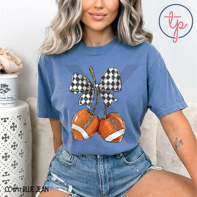 Checkered Coquette Cherry Football