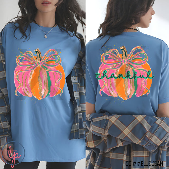 Coquette Watercolor Pumpkin Thankful or No Words