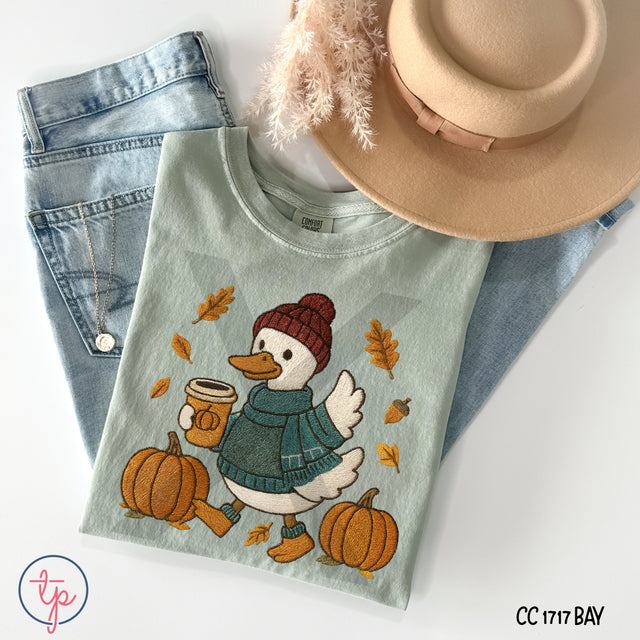 Faux Embroidery Fall Duck
