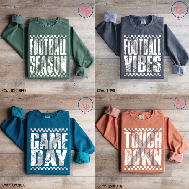 Football Season, Football Vibes, Game Day, Touchdown Black or White Grunge