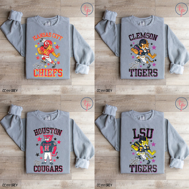 Football Star Mascots MudHoney Aggies, Buckeyes, Bulldogs, Cardinals, Chiefs, Clemson Tigers, Cougars, LSU Tigers