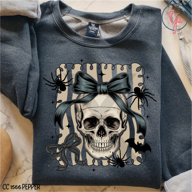 Halloween Coquette Bow Skull Preppy