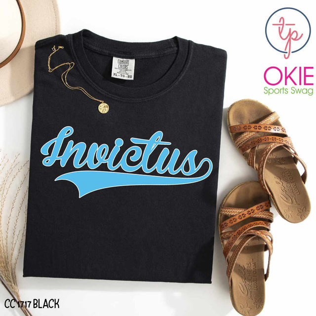 Invictus Script Baby Blue Tee