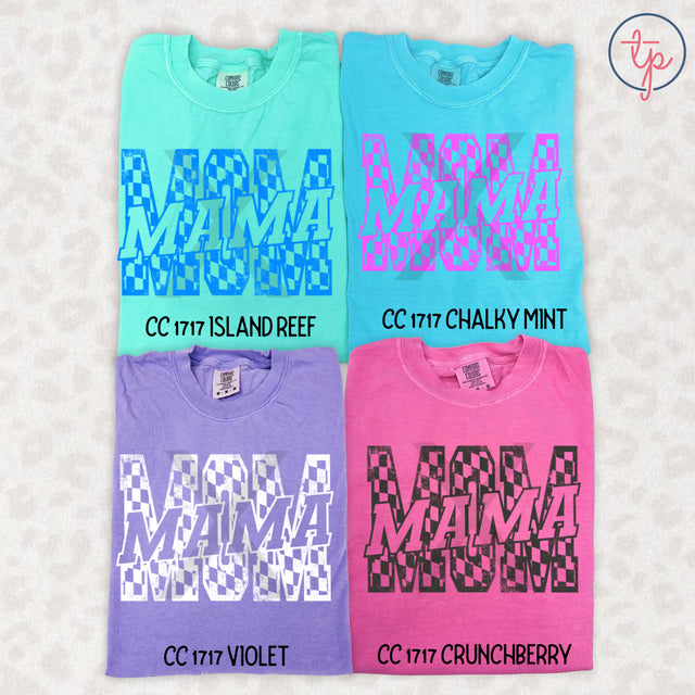 Mama Mom Checkered Black, Blue, Pink or White