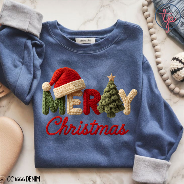 Merry Christmas Faux Knit Hat Tree