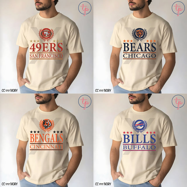 NFL Collegiate Style KPI 49ers, Bears, Bengals, Bills, Broncos, Browns, Bucs, Cardinals