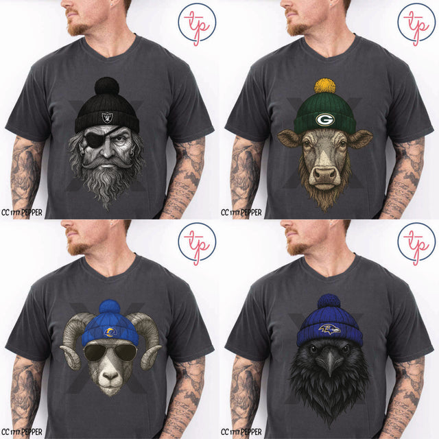 NFL Vintage Mascots KPI Raiders, Packers, Rams, Ravens, Texans, Vikings
