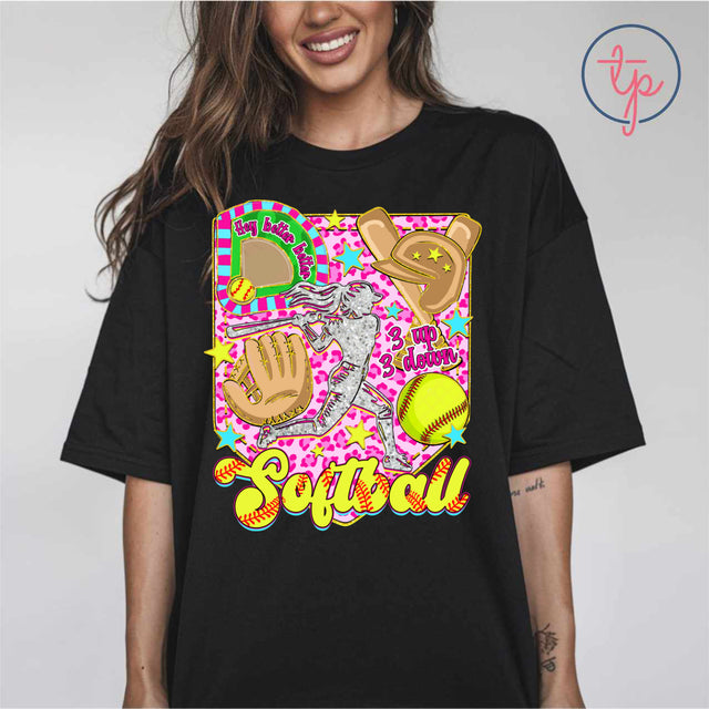 Pink Leopard Softball