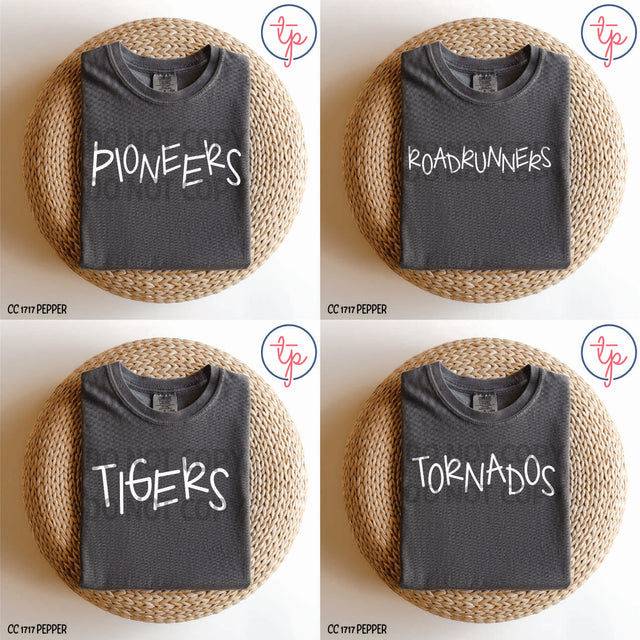 Simple Mascots Pioneers, Roadrunners, Tigers, Tornados, Roughers, Vikings, Warriors, Whippets