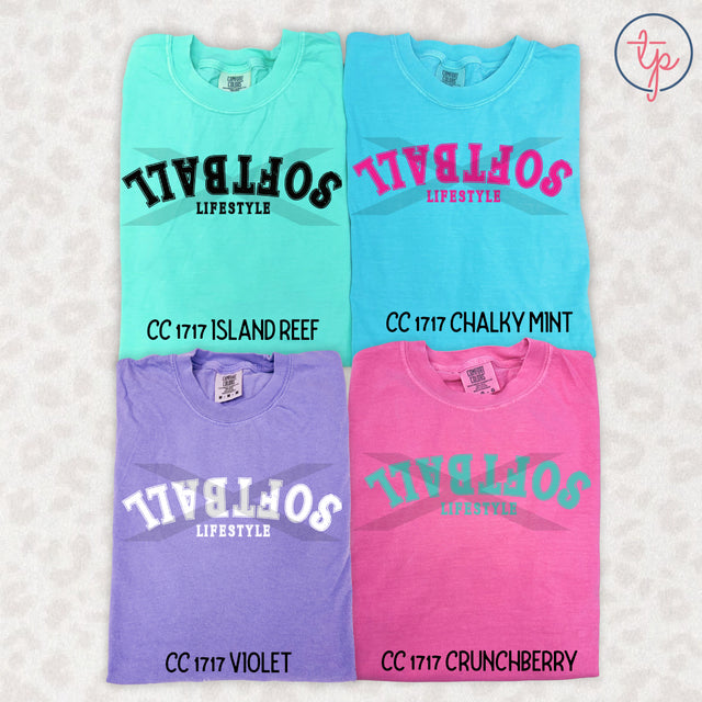 Softball Lifestyle Black, Blue, Pink or White