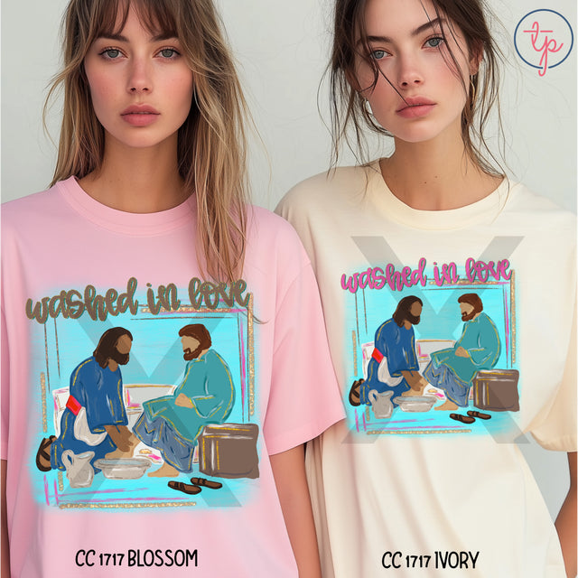 Jesus Washed Feet, No Words, Washed in Love Pink or Gold